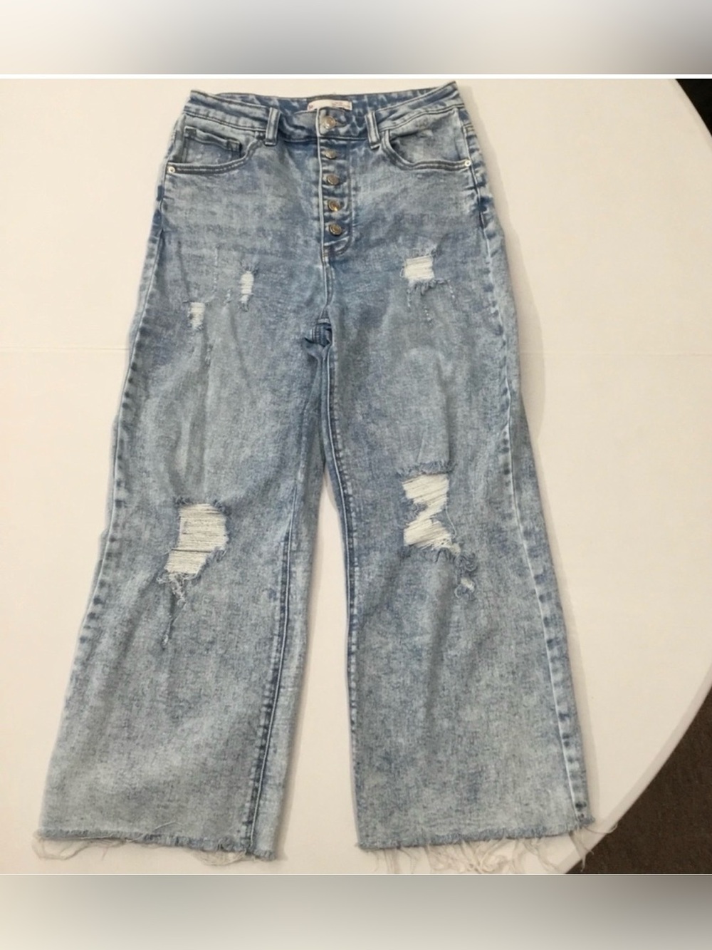 SO High Rise Distressed Wide Leg Jeans